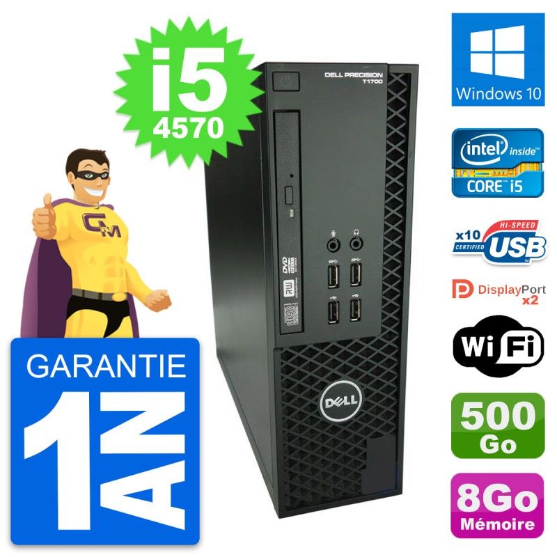 Dell Precision T1700 SFF Computer - Intel i5-4570, 8GB RAM, 500GB HDD, Windows 10, WiFi