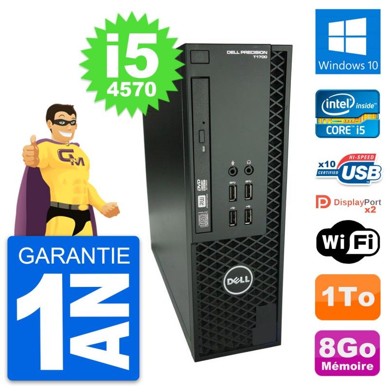 Dell Precision T1700 SFF Computer - Intel i5-4570, 8GB RAM, 1TB HDD, Windows 10, WiFi