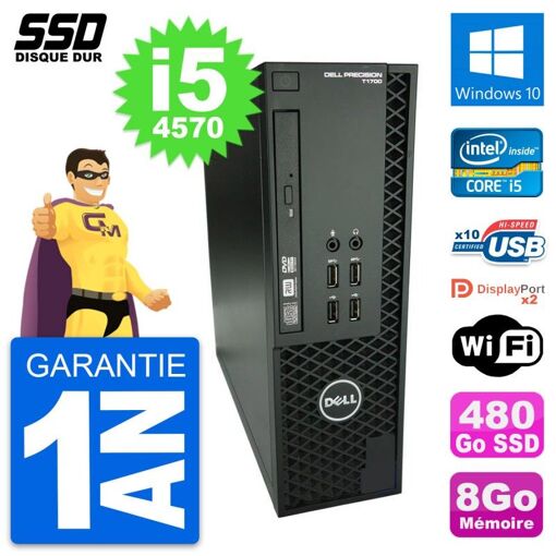 Dell Precision T1700 SFF Desktop PC - Intel Core i5-4570, 8GB RAM, 480GB SSD, Windows 10, WiFi