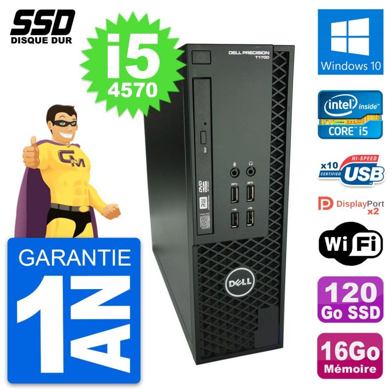 Dell Precision T1700 SFF PC - Intel i5-4570, 16GB RAM, 120GB SSD, Windows 10, WiFi