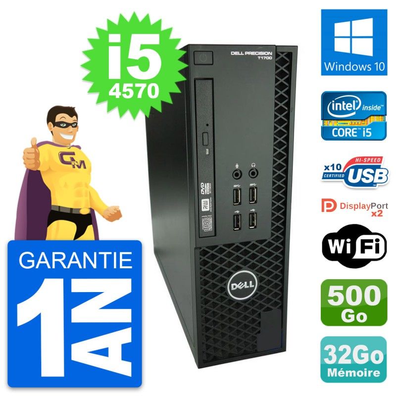 Dell Precision T1700 SFF Computer - Intel i5-4570, 32GB RAM, 500GB Disk, Windows 10, WiFi