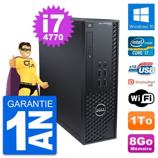 Dell Precision T1700 SFF Desktop Computer - Intel i7-4770, 8GB RAM, 1TB HDD, Windows 10, WiFi