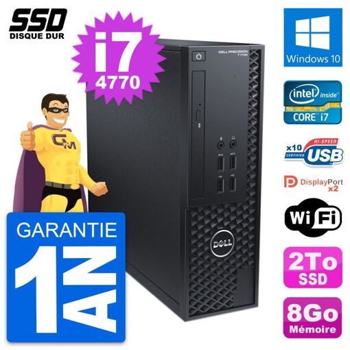 Dell Precision T1700 SFF Desktop PC - Intel Core i7-4770, 8GB RAM, 2TB SSD, Windows 10, Wifi
