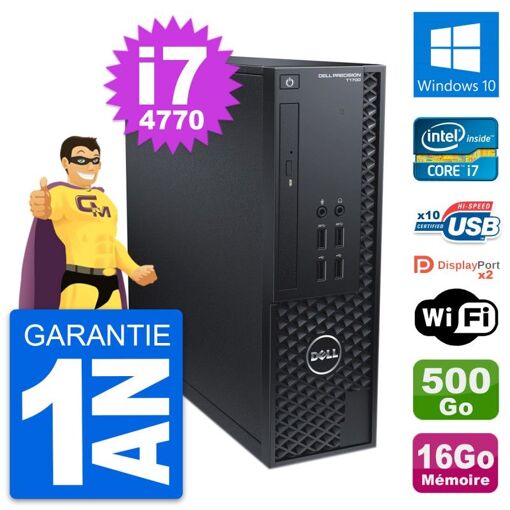 Dell T1700 SFF Desktop Computer - Intel Core i7, 16GB RAM, 500GB HDD, Windows 10, WiFi