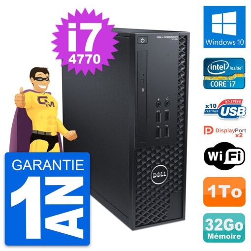 Dell Precision T1700 SFF Computer - Intel i7-4770, 32GB RAM, 1TB HDD, Windows 10, WiFi