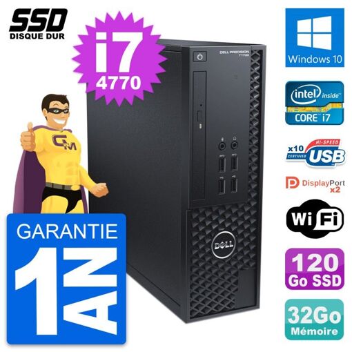 Dell Precision T1700 SFF Desktop - Intel i7-4770, 32GB RAM, 120GB SSD, Windows 10, WiFi