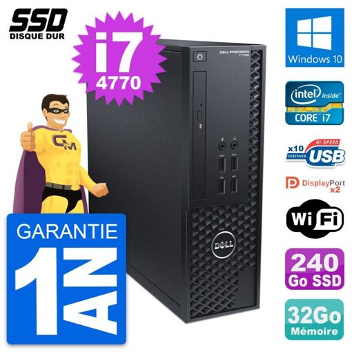 Dell Precision T1700 SFF PC - Intel i7-4770, 32GB RAM, 240GB SSD, Windows 10, WiFi
