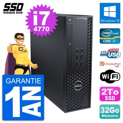 Dell Precision T1700 SFF Computer - Intel Core i7-4770, 32GB RAM, 2TB SSD, Windows 10, WiFi