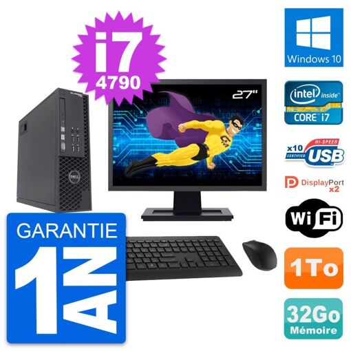 Dell T1700 SFF Desktop Computer | 27" Screen | Intel i7-4790 | 32GB RAM | 1TB Storage | Windows 10