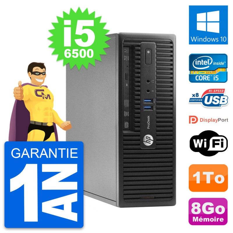 HP ProDesk 400 G3 SFF Desktop PC - Intel i5-6500, 8GB RAM, 1TB HDD, Windows 10, WiFi