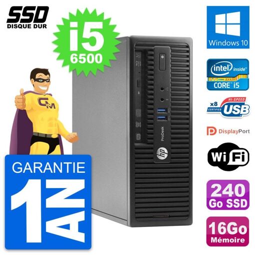 HP ProDesk 400 G3 SFF Computer - Intel Core i5, 16GB RAM, 240GB SSD, Windows 10