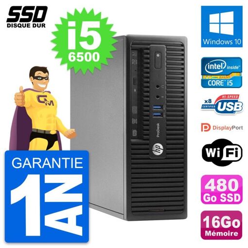 HP ProDesk 400 G3 SFF PC - Intel Core i5, 16GB RAM, 480GB SSD, Windows 10, WiFi