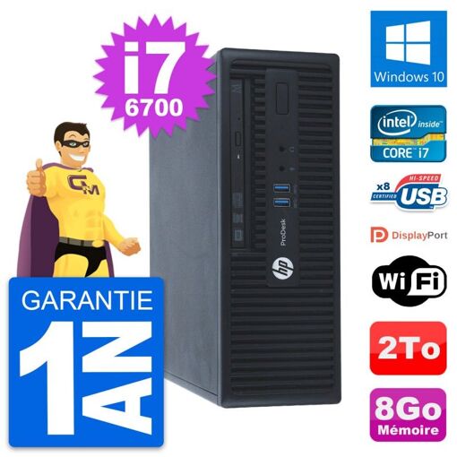 HP ProDesk 400 G3 SFF Computer - Intel i7-6700, 8GB RAM, 2TB HDD, Windows 10, WiFi