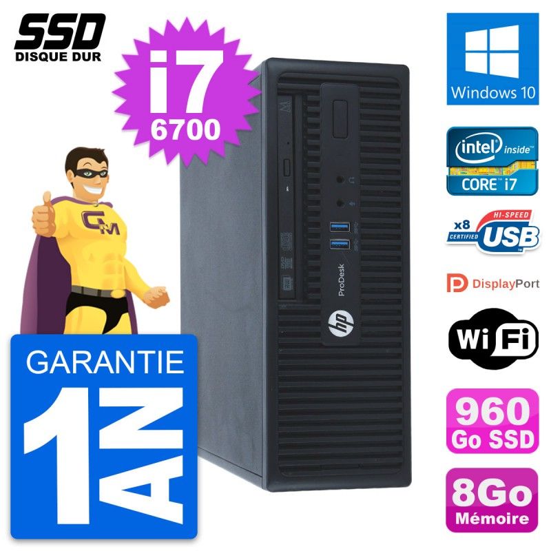 HP ProDesk 400 G3 SFF PC - Intel Core i7, 8GB RAM, 960GB SSD, Windows 10, WiFi