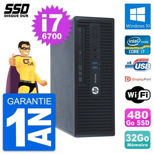 HP ProDesk 400 G3 SFF Desktop PC - Intel Core i7-6700, 32GB RAM, 480GB SSD, Windows 10