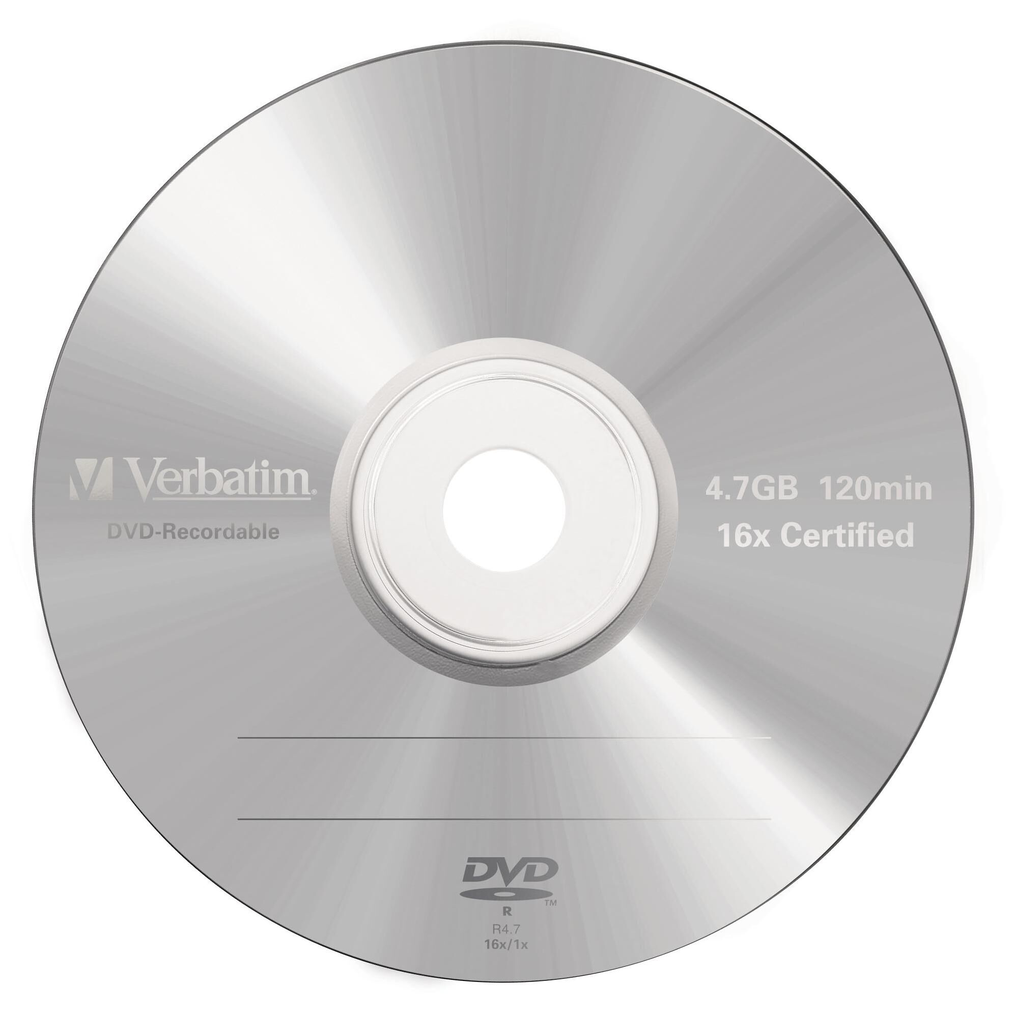 Verbatim 4.7GB DVD-R Silver, 5 Pack