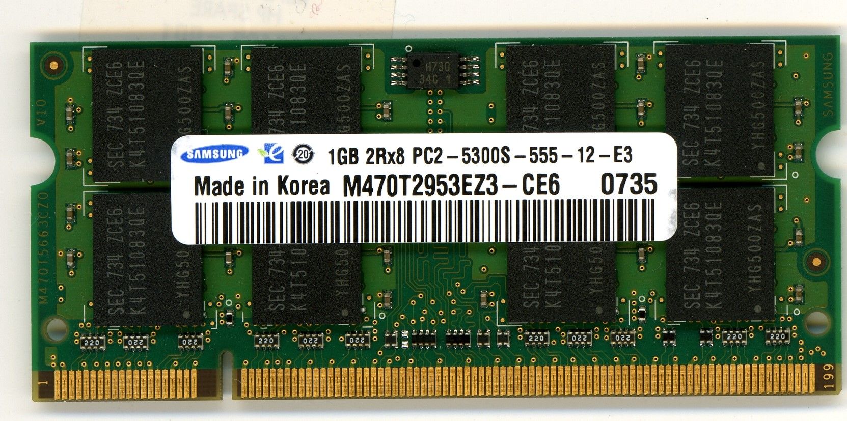 Samsung 1GB DDR2 SO-DIMM Memory Module (200-Pin, 667MHz, PC2-5300, CL5, 1.8V, Unbuffered, Non-ECC)