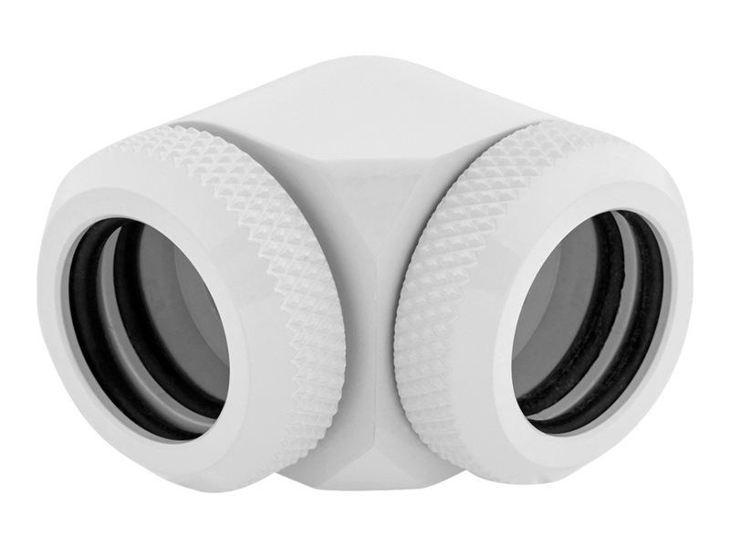 Corsair Serie Hydro X XF Hardline Codos de 90º - Adaptador de 14 mm OD para Sistema de Refrigeración Líquida - Blanco (Pack de 2)