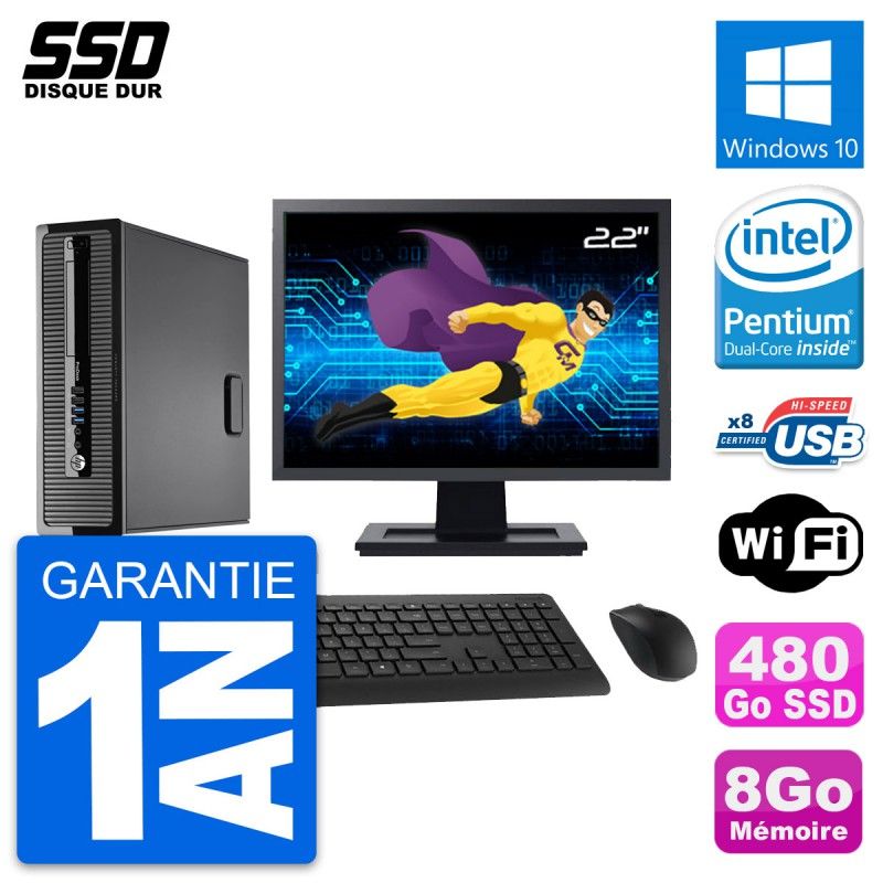 HP ProDesk 400 G1 SFF Desktop PC | 22" Screen | Intel Core i3-4170 | 8GB RAM | 480GB SSD | Windows 10