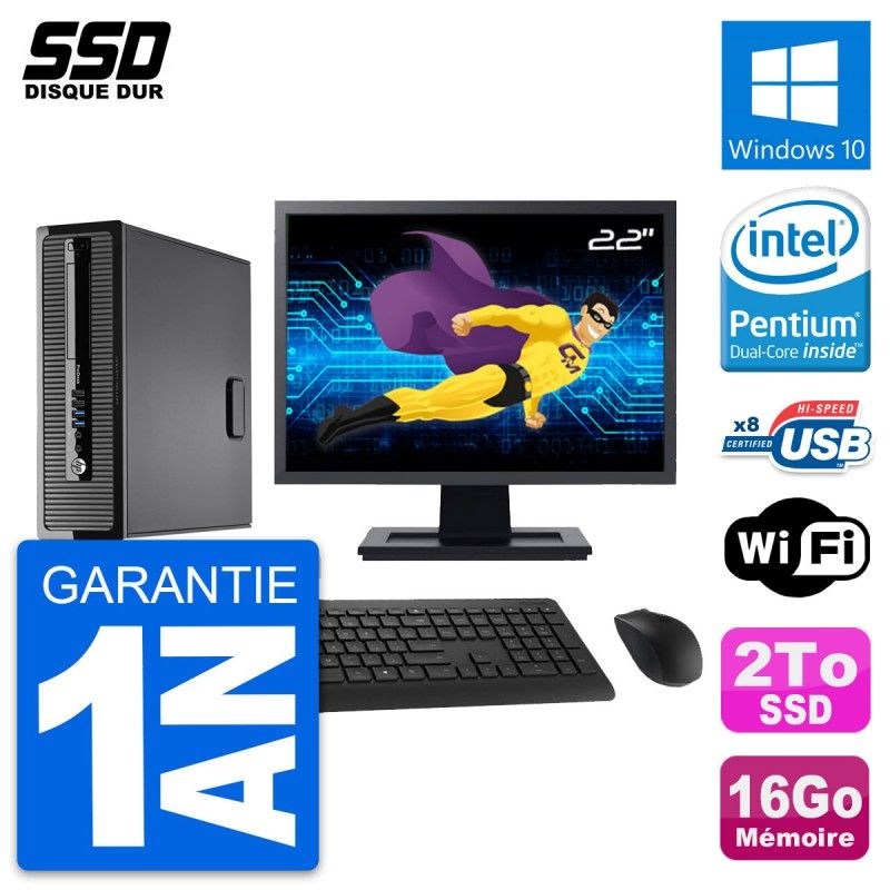 HP ProDesk 400 G1 SFF Desktop PC | 22' Screen | 16GB RAM | 2TB SSD | Windows 10