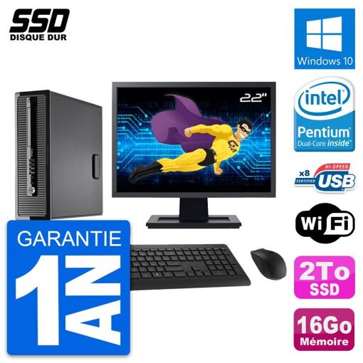 HP ProDesk 400 G1 SFF Desktop PC | 22' Screen | 16GB RAM | 2TB SSD | Windows 10