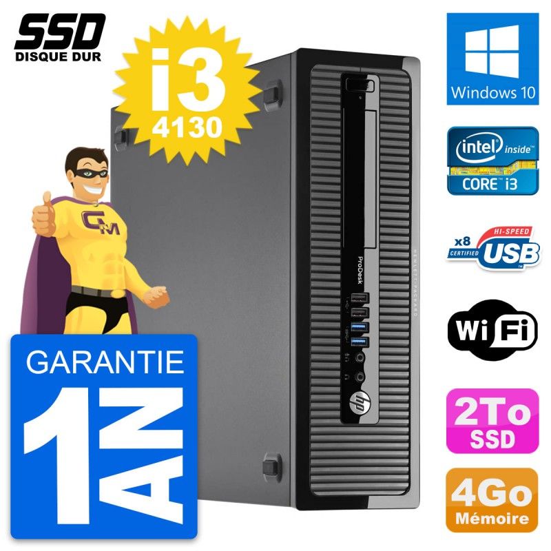 HP ProDesk 400 G1 SFF PC - Intel Core i3, 4GB RAM, 2TB SSD, Windows 10, WiFi