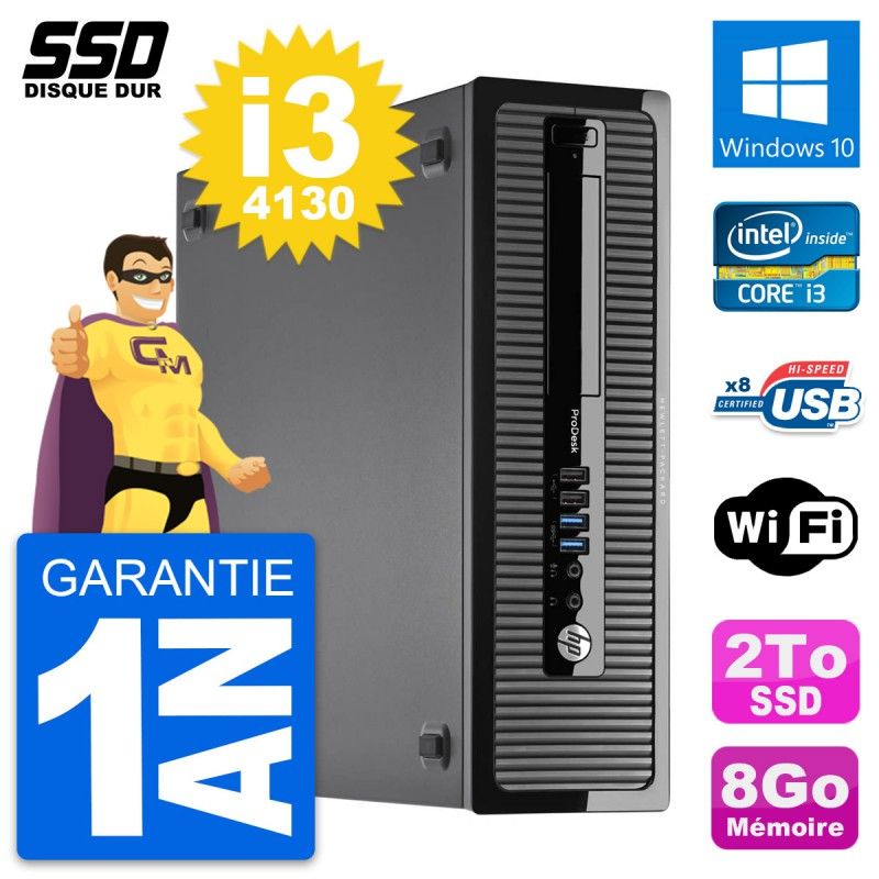 HP ProDesk 400 G1 SFF PC - Intel Core i3-4130, 8GB RAM, 2TB SSD, Windows 10, WiFi