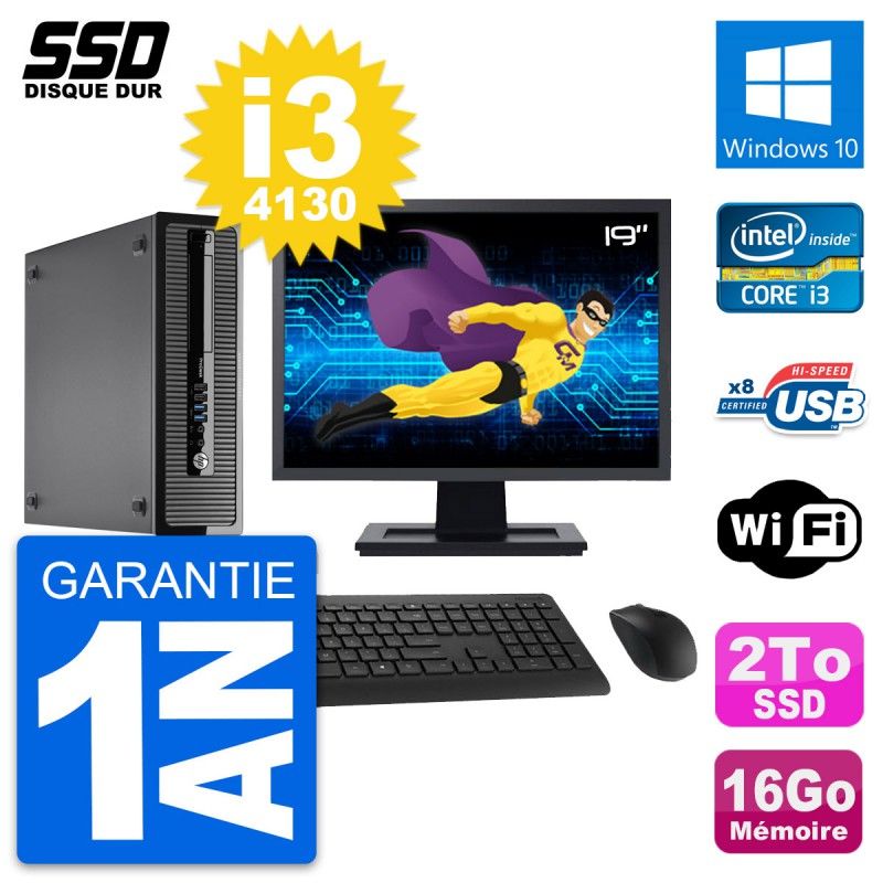 HP ProDesk 400 G1 SFF Computer | 19" Screen | i3-4130 | 16GB RAM | 2TB SSD | Windows 10
