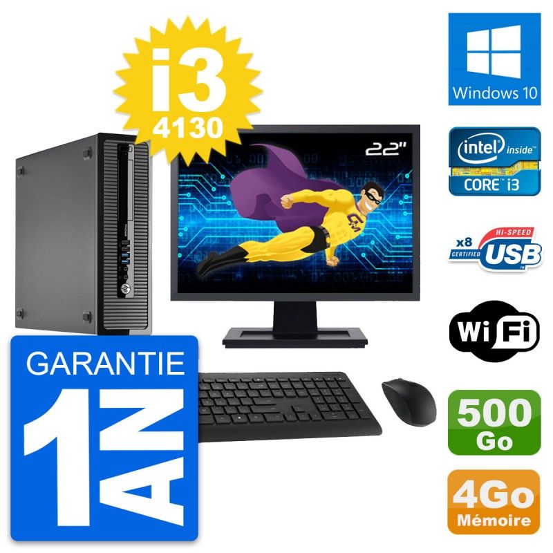 HP ProDesk 400 G1 SFF Desktop PC - 22" Screen, Intel i3-4130, 4GB RAM, 500GB HDD