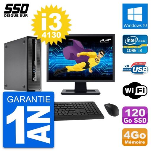 HP ProDesk 400 G1 Mini PC | 22" Display | i3-4130 | 4GB RAM | 120GB SSD | Windows 10