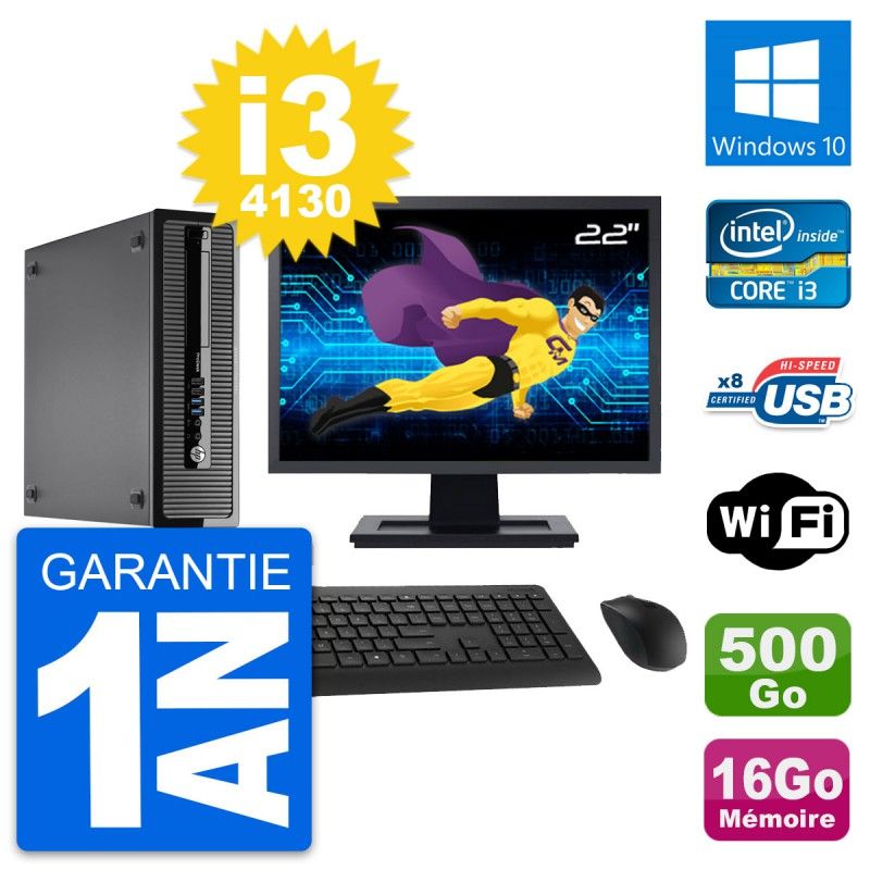 HP ProDesk 400 G1 SFF Desktop PC - 22" Screen, Intel i3-4130, 16GB RAM, 500GB HDD