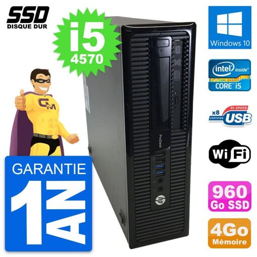 Computadora HP ProDesk 400 G1 SFF - Procesador Intel Core i5, 4GB de RAM, 960GB SSD, Windows 10, Wifi