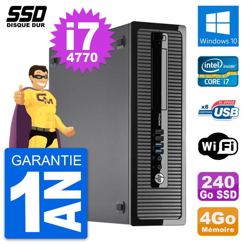 HP ProDesk 400 G1 SFF Computer - Intel Core i7, 4GB RAM, 240GB SSD