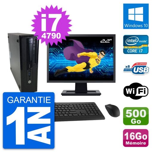 HP ProDesk 400 G1 SFF Desktop PC - 22" Screen, Intel i7-4790, 16GB RAM, 500GB HDD