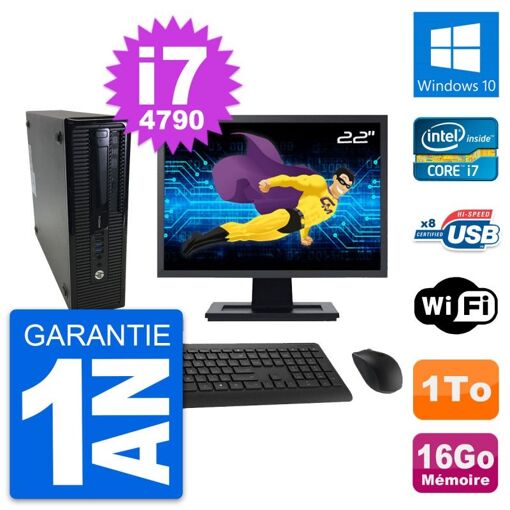 HP ProDesk 400 G1 SFF Desktop PC | 22" Screen | i7-4790 | 16GB RAM | 1TB HDD | Windows 10