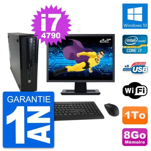 HP ProDesk 400 G1 SFF Desktop Computer, 27" Screen, i7-4790, 8GB RAM, 1TB HDD, Windows 10, WiFi