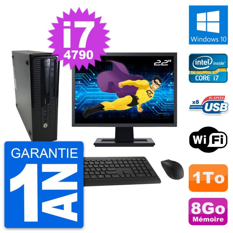 HP ProDesk 400 G1 SFF Desktop Computer, 27" Screen, i7-4790, 8GB RAM, 1TB HDD, Windows 10, WiFi