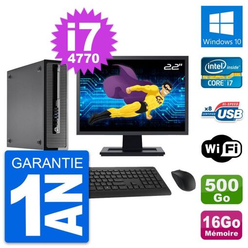 HP ProDesk 400 G1 SFF Computer - 22" Screen, Intel i7-4770, 16GB RAM, 500GB Hard Drive