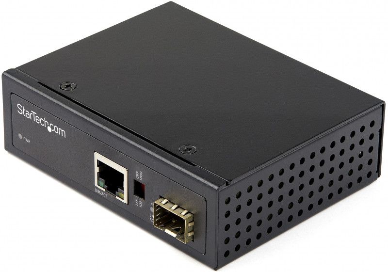 Conversor industrial StarTech.com SFP a Ethernet - 1 Gbps SFP a red Ethernet/Cat6 - Fibra óptica monomodo/multimodo a cobre - 12-56 V CC - IP30 / -40 a +75°C