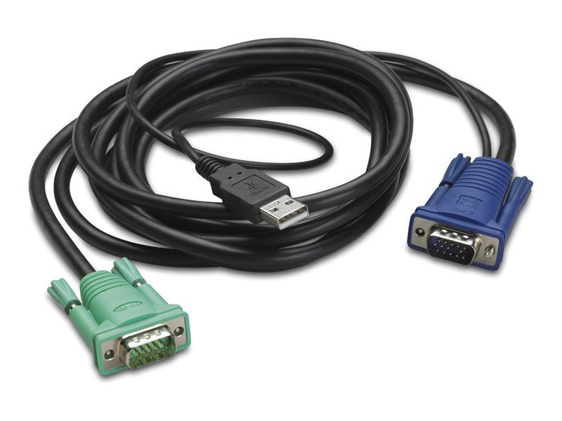 APC Keyboard, Video & Mouse (KVM) Cable - USB, HD-15 (VGA) Connector, 3.66m, Black
