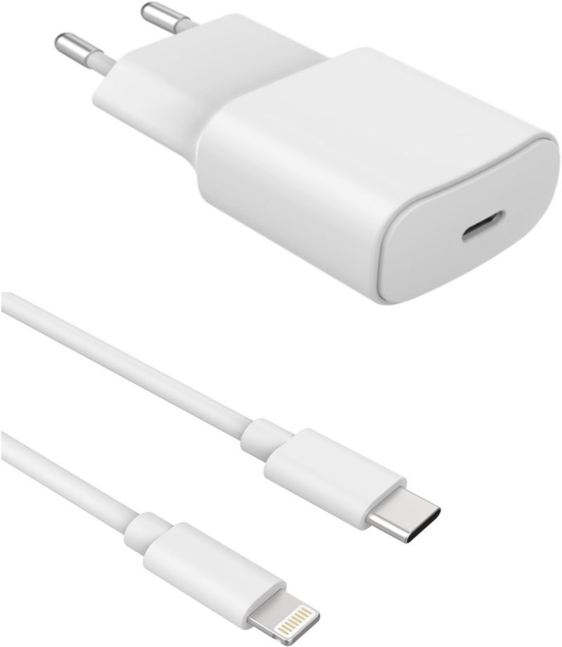 Essentiel B 20W Power Adapter + 1m USB C to Lightning Cable - White