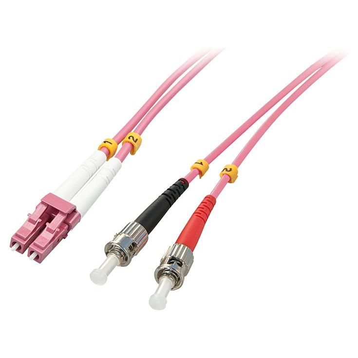 Lindy Multi-Mode Fiber Optical Cable, 3m, OM4, 50/125 Microns, Duplex, Halogen-Free, Violet