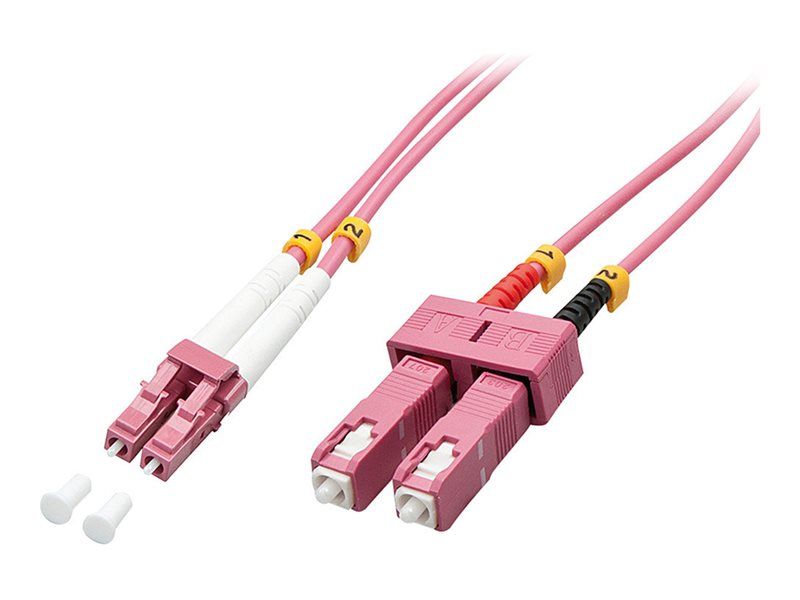 Lindy Multi-Mode SC to LC Duplex Fiber Optic Cable, 2m, Violet (OM4, 50/125um, Halogen-Free)
