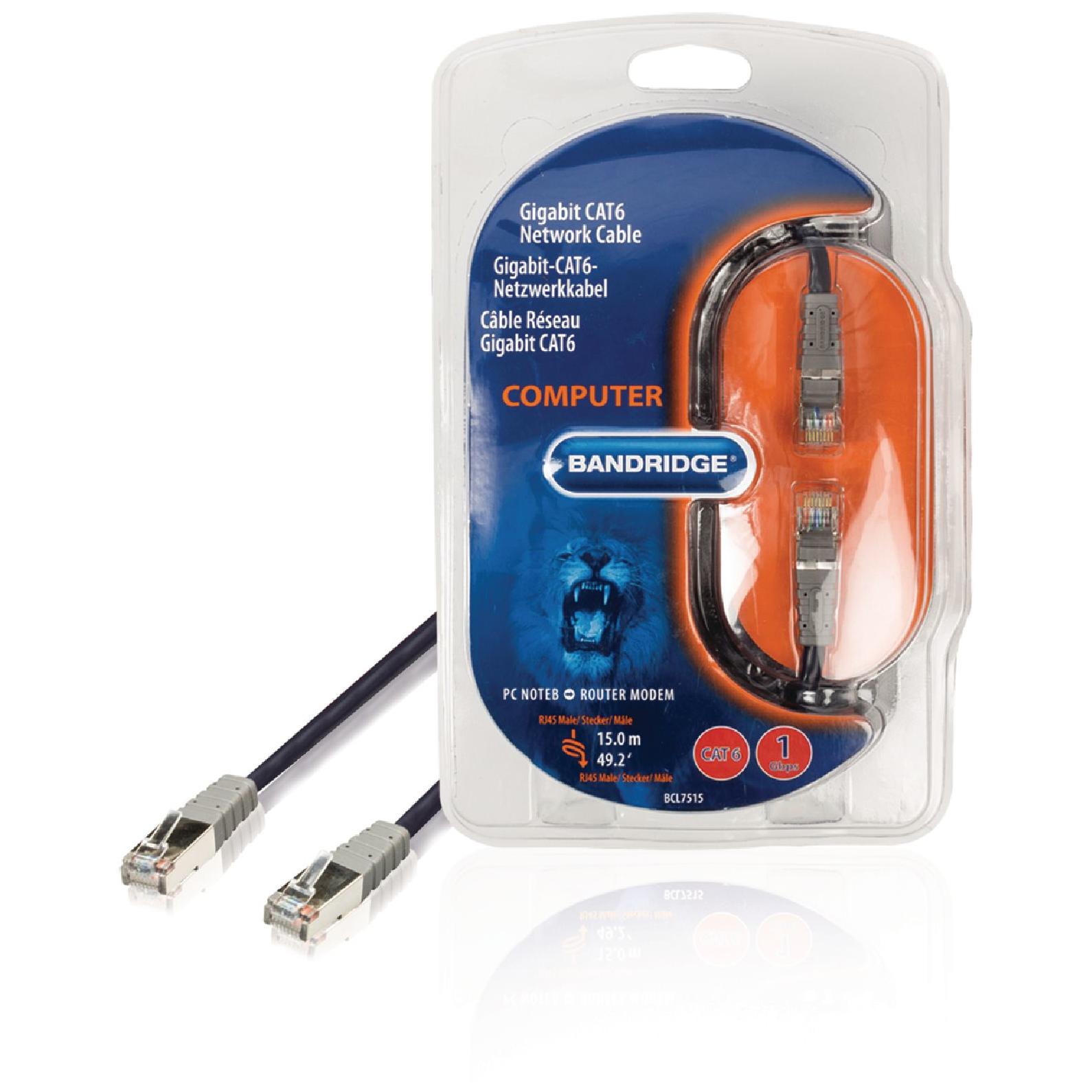 Cable de red Bandridge Cat6 - 15 m, Negro