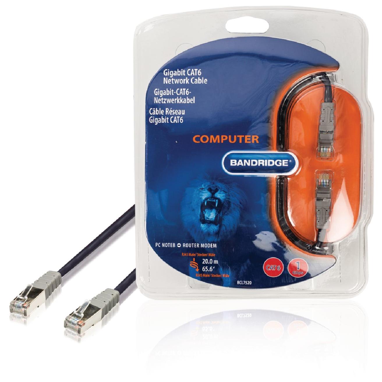 Cable de red Bandridge Cat6, 20 m, negro
