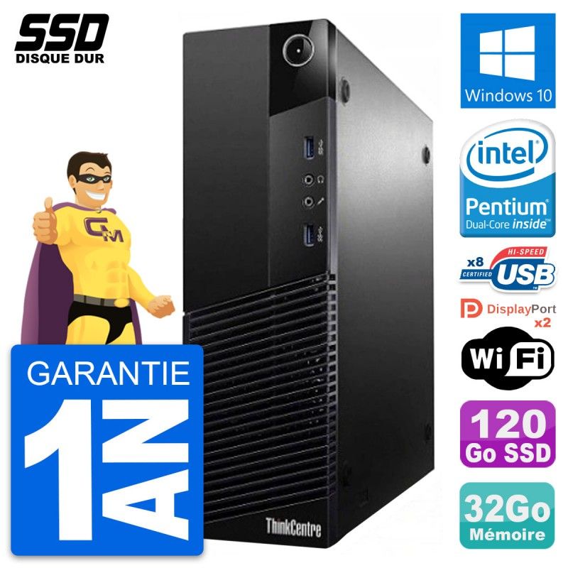 Lenovo ThinkCentre M83 SFF Desktop PC - Intel Core i3-4170, 32GB RAM, 120GB SSD, Windows 10, WiFi