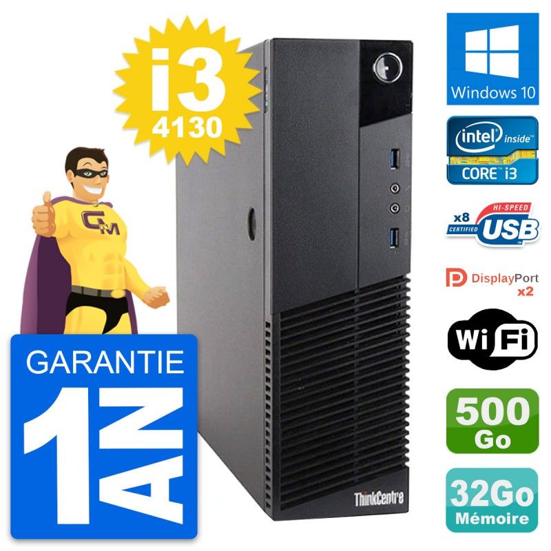 Lenovo ThinkCentre M83 SFF Core i3-4130 32GB RAM 500GB HDD Windows 10 Wifi