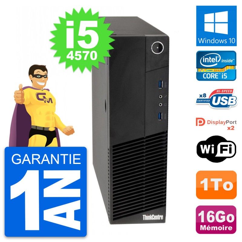 Lenovo ThinkCentre M83 SFF Desktop PC - Intel i5-4570, 16GB RAM, 1TB HDD, Windows 10, WiFi