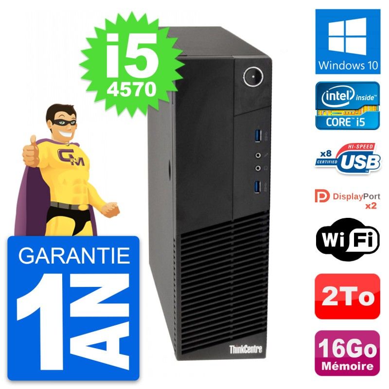 Lenovo ThinkCentre M83 SFF Desktop PC - Intel i5-4570, 16GB RAM, 2TB HDD, Windows 10, WiFi