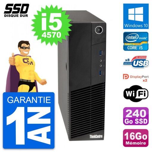 Lenovo ThinkCentre M83 SFF Desktop PC - Intel i5-4570, 16GB RAM, 240GB SSD, Windows 10, WiFi